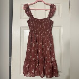 Altar’d State Floral Smocked Dress in Mauve